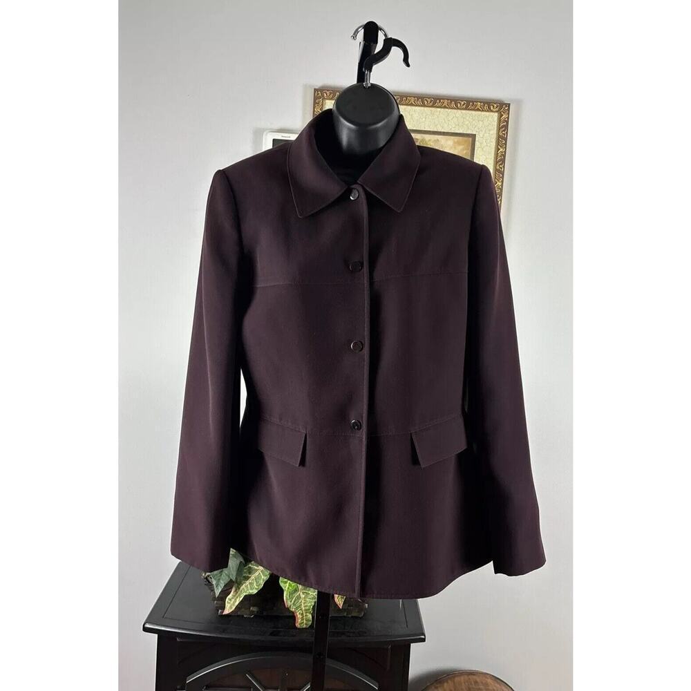 TAHARI Arthur S. Levine Maroon Blazer Jacket Long Sleeve Size: 8 Collared